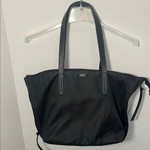 Burlier New York Nylon Tote Bag with Leather Straps